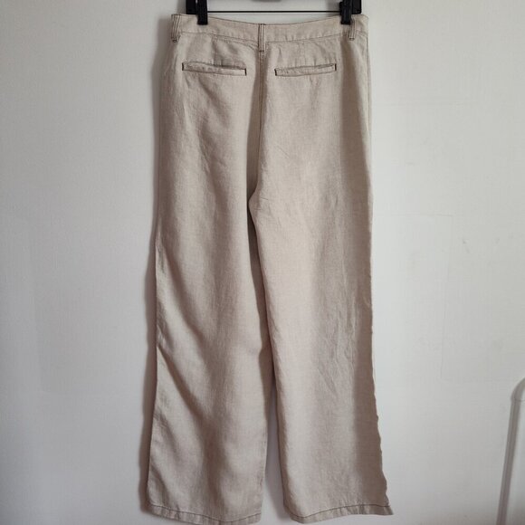 Ladies SZ 8 Madwell Oat Linen Flare-Leg Pant - Picture 3 of 5